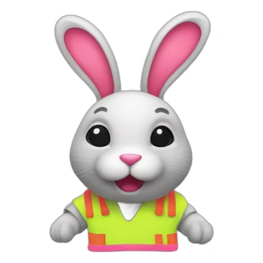 neon rabbit precaution sticker