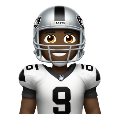 man wearing oakland raiders nfl football helmet and jersey sticker