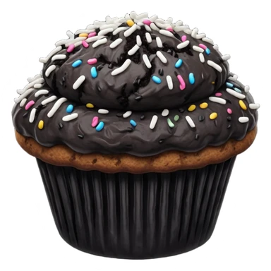black coloured muffin with black topping sticker