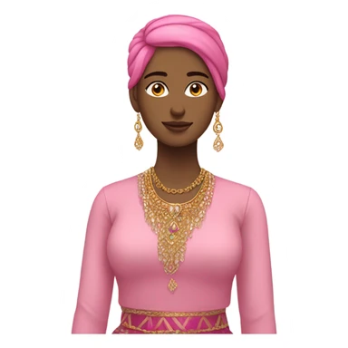 Full body Girl in long pink kurdish and gold accessories on hair and neck sticker