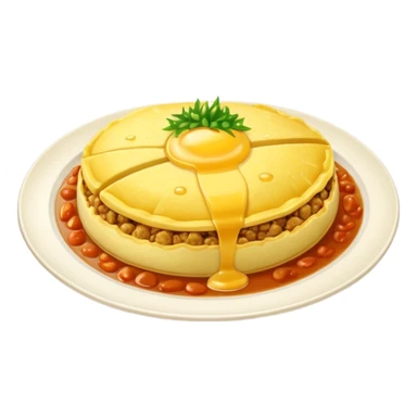 Tasty omurice dish on a big plate (no tomatoes)   sticker