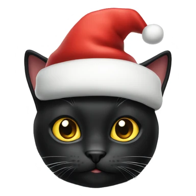 Black cat with a Santa hat sticker