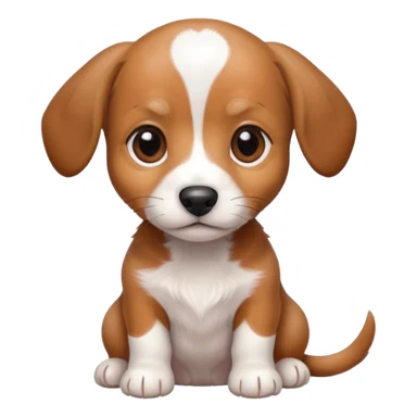 Dachshund beagle chihuahua mix puppy that’s mostly white with brown and dark brown patches and a birth mark on his nose sticker