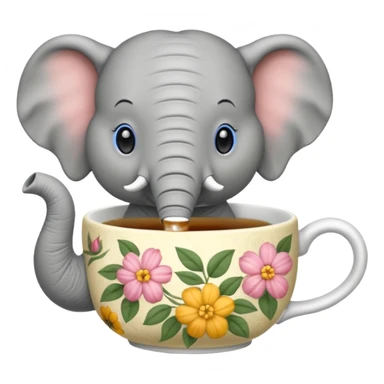 elephant with tea cup sticker