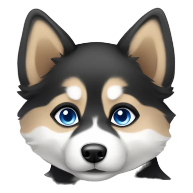 Black, white and tan pomsky with blue eyes.  sticker