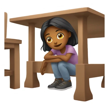 Girl under the table sticker