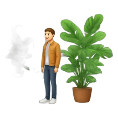 man bedroom with an mirror and a plant sticker