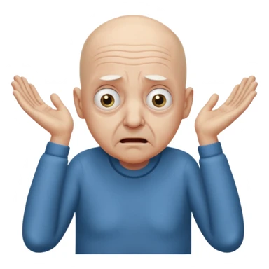 A bald person who’s very old is staring, he’s inside a toilet and his head is upright and looking at the camera with very wide eyes and his hands are putting pressure on his head, very scared expression and he’s shaking his butt sticker
