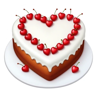 Heart shaped cake with small cherries for decoration  sticker