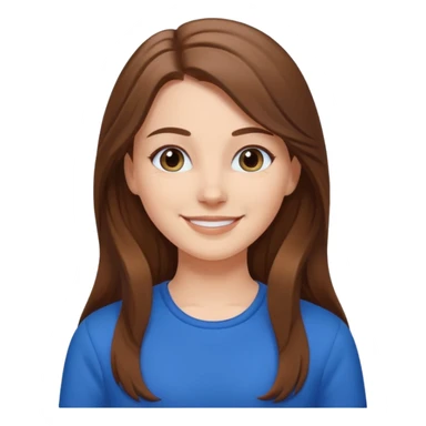 white girl with long brown hair wearing blue clothes sticker