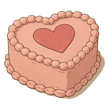 pink heart-shaped cake sticker