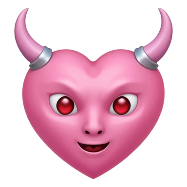 a plain pink heart with demon horns on it, no face sticker