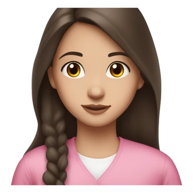 portrait of a white brunette girl with long dark hair, brown eyes wearing pink. Girl who just had heart surgery sticker