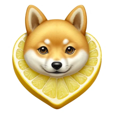 Shiba Jasper realistic heart shaped lemon slice sticker
