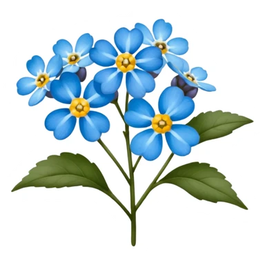 Realistic Still life detailed, Sky blue Forget-Me-Nots Myosotis scorpioides sticker