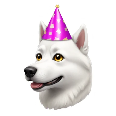 White Husky with a party hat  sticker