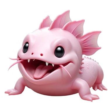 Cinematic Cute Yawning Axolotl Portrait Emoji, Head tilted slightly with a dramatic, wide-open yawn, showcasing smooth, pale pink skin with softly drooping feathery gills, eyes barely open in drowsy contentment, Simplified yet irresistibly adorable features, highly detailed, glowing with a soft, cozy glow, high shine, relaxed yet expressive, stylized with a touch of whimsy, bright and endearing, soft glowing outline, capturing the essence of a sleepy yet affectionate aquatic creature, so drowsy it feels like it could stretch out of the screen and curl up for a nap! sticker