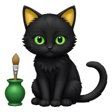 Chat noir peinture mignon assise peinture sticker