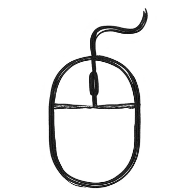 mouse, black outlined icon style, no fill, clean and geometric lines sticker