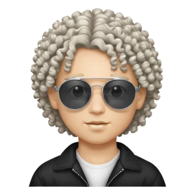 chico con pelo rizado, piel blanca y unas gafas de sol y2k sticker