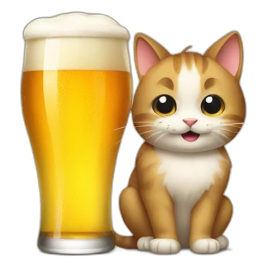 Cat drink beer sticker