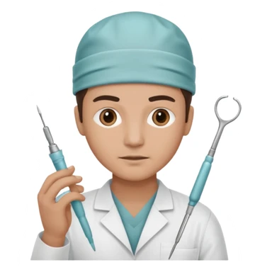 neurosurgeon holding surgical instruments sticker