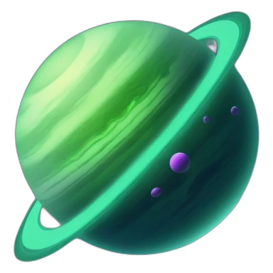 green planet with purple saturn rings and grey moon sticker