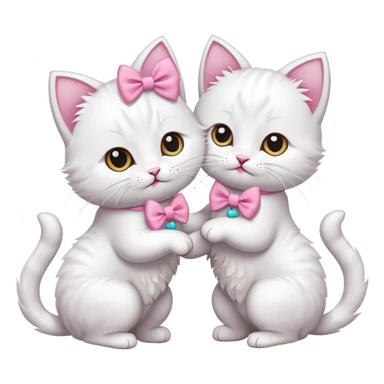 two cute white cats with bows fighting sticker