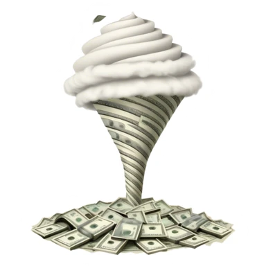 One hundred dollar bills flying around a tornado funnel sticker