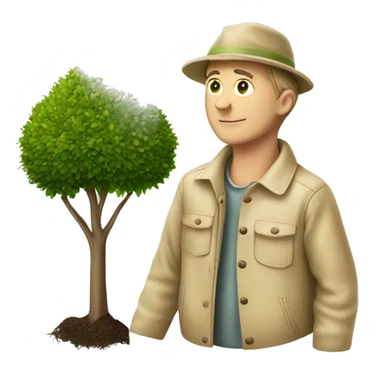 gardener beige jacket trees germany sticker