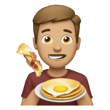 Man stuffing face with pancakes, eggs and bacon  sticker