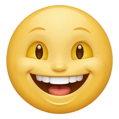 Emoji, yellow round laughing face, wide smile sticker