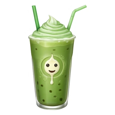 iced matcha latte with a straw in the middle sticker