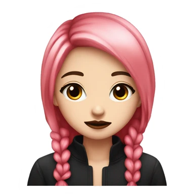 cute girl small pink lips long black and red hear shy  sticker