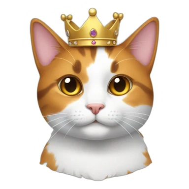 calico cat with a crown sticker