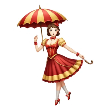 Vintage circus tightrope walker holding parasol sticker