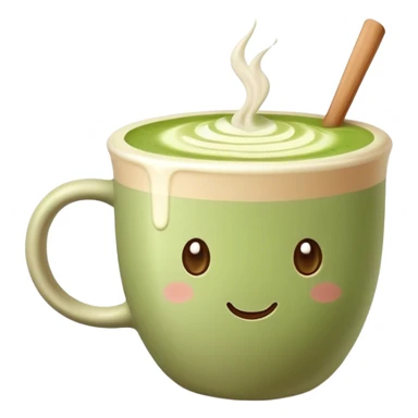 realistic Matcha latte in realistic beige colored mug sticker