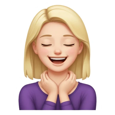 girl with hands on neck crossed laughing eyes closed sticker
