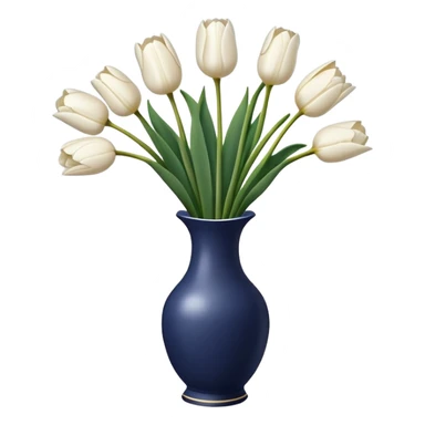 White tulips in a navy vase  sticker