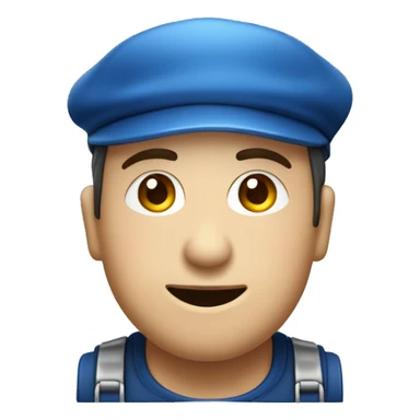 Contrôleur de trains habillé en rouge et bleu avec béret  sticker