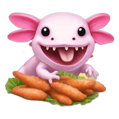 Sigma axolotl eating chicken wings  sticker