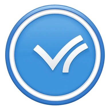 Simple icon, blue circle with a white checkmark in the center, clean white background, flat design, minimal style, clear and sharp, no text, no shadow. sticker