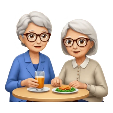 conversación dentro de un restaurant  dos personas y una de las persoans sea una abuela sticker