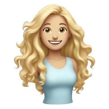 smiling girl with windy blonde hair sticker