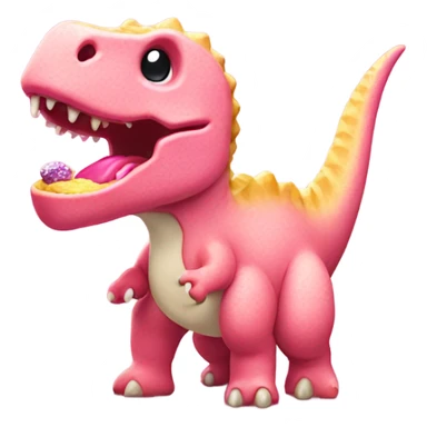 Dinosaur eating a pink frosted sugar cookie  sticker