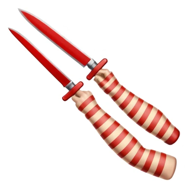 un cuchillo cortando un brazo por encima de la piel en rallas sticker