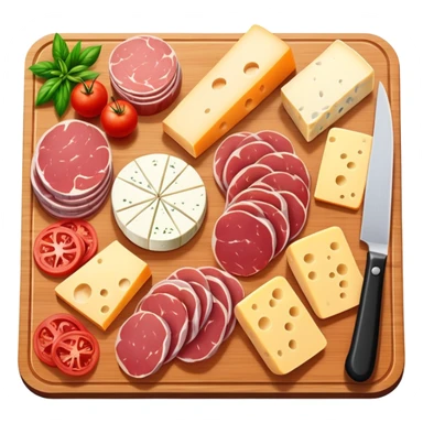 chopping board with assorted cold cuts and cheeses sticker