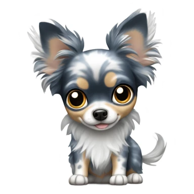 Blue merle chihuahua long hair with spotted face sticker
