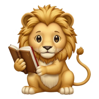 lion reading a book sticker