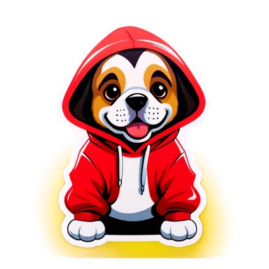 Dog wearing a hoodie  sticker